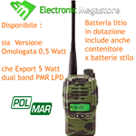 POLMAR EASY MIMETICO PMR446 UHF DUAL BAND LPR PMR PORTATILE VERSIONE 5 WATT